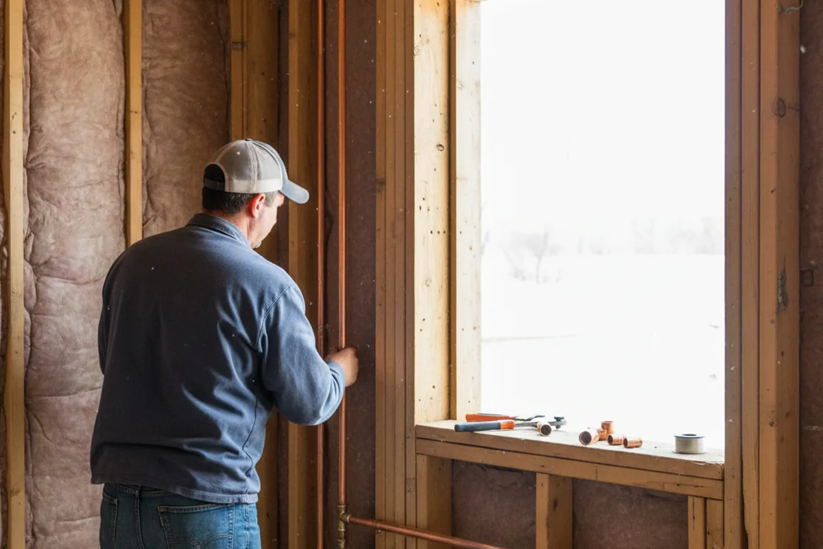 Licensed plumber running new copper supply lines in a Opelika home